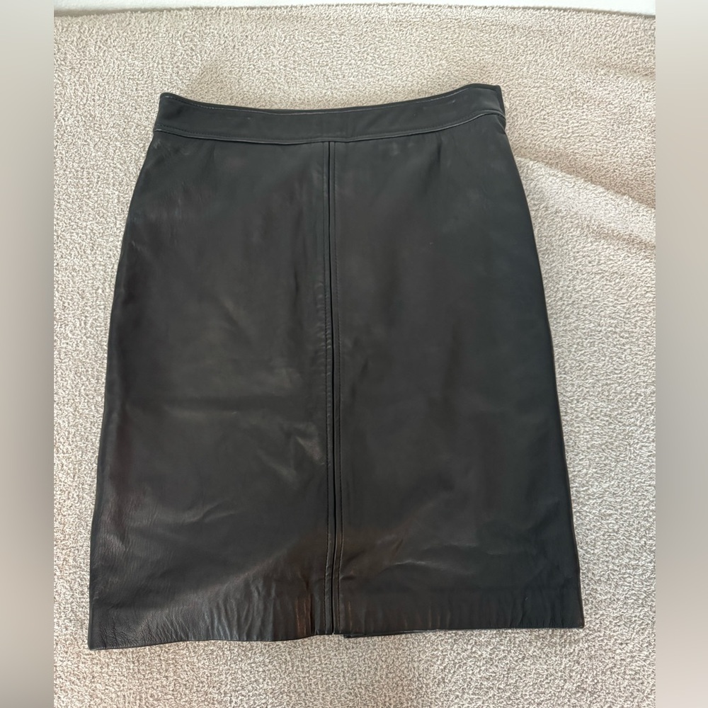 Lamb Skin DKNY Black Pencil Skirt